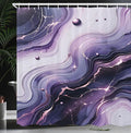 Ambesonne Purple Shower Curtain, Modern Universe Feels Curvy Marble Print Monochromatic Pastel Tones, Cloth Fabric Bathroom Decor Set with Hooks, 69" W x 84" L, Pale Grey Quartz and Lilac
