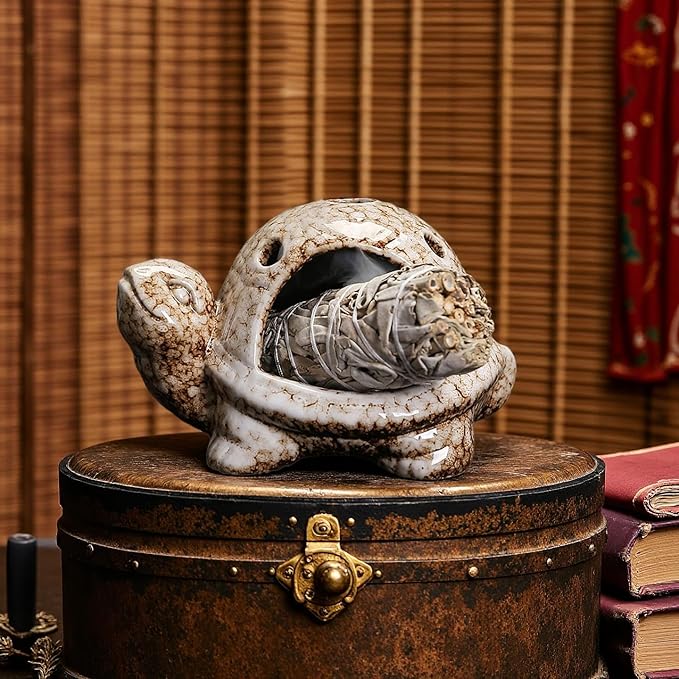 Turtle Palo Santo Holder Ceramic Palo Santo Burner Sage Holder for Burning,Sea Turtle Incense Holder for Wood Sticks Incense Cones and Sage,Incense Burner for Yoga Zen Meditation Altar Decor (C)