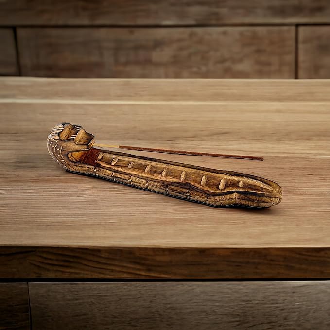 Wooden Incense Holder, Insence Ash Catcher, Insense Stick Holder for Table Decorations, Wooden Incense Tray for Sticks - Meditation & Yoga Gift for Housewarming (Dragon Shape)