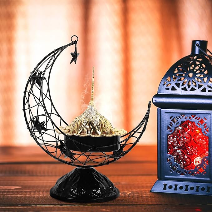 Zerodeko 1pc Incense Burner Decoration Elegant Arabic Censer for Home Decor Vintage Incense Holder Smooth for Aromatherapy and Relaxation Black Design