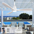 Depuley Outdoor Ceiling Fan with Lights: 42" White Gazebo Fans Outdoor Hanging with Remote APP Control - Plug in Waterproof Fans with Light for Patio Porch Reversible White Blades 3CCT 6 Speeds Timer