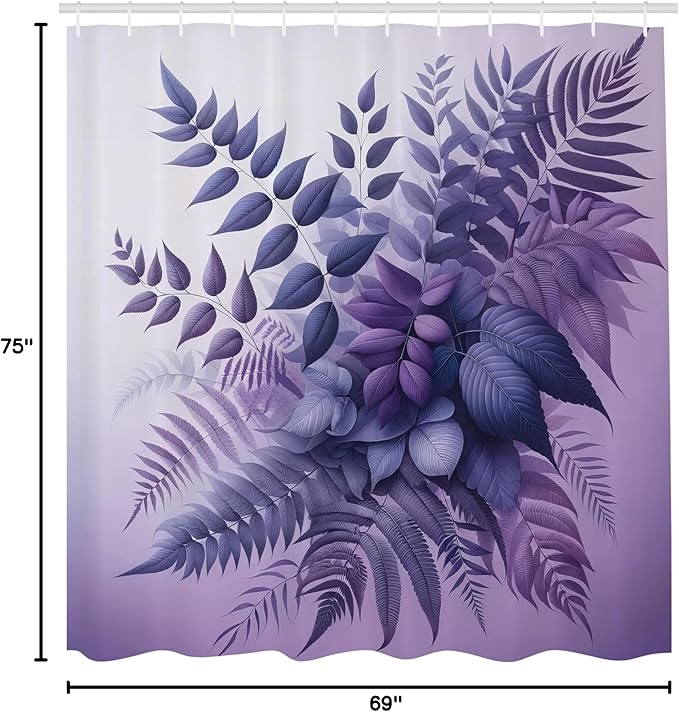 Ambesonne Purple Shower Curtain, Romantic Tones Leafy Bouquet Fantasy Woodland Dreamy Atmosphere Leaves, Cloth Fabric Bathroom Decor Set with Hooks, 69" W x 75" L, Dark Lavender and Mauve