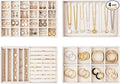 Jewelry Organizer for Drawer, Velvet Jewelry Drawer Organizer Inserts, 4-Layer Beige Stackable Jewelry Trays for Rings Earrings Necklaces Bracelets with Removable Dividers for Dresser Vanity