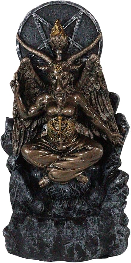 Ebros Sabbatic Goat of Mendes Samael Lilith Baphomet with Pentagram Sigil Backflow Cone Incense Smoke Burner Decorative Figurine 7.5" Tall LaVeyan Serpent Skulls Occultic Accent