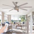 Fanbulous Farmhouse Ceiling Fans with Lights and Remote, 72 Inch Brushed Nickel Industrial Caged Ceiling Fans for Bedroom Living Room Kitchen, 6 Speed Reversible Quiet DC Motor, Dual Finish 8 Blades
