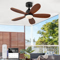 36 Inch Solid Wood Ceiling Fans With Lights, Remote Control, Dimmable, Reversible, Wood Blades, Power-Off Memory, Quiet DC Motor, Indoor/Oudoor Ceiling Fan with Light for Patio