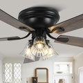 52'' Flush Mount Ceiling Fans with Lights and Remote Control | Reversible DC Motor,5 Reversible Blade,6 Speeds,Rustic Farmhouse Ceiling Fan for Living Room,Dining Room,Bedroom