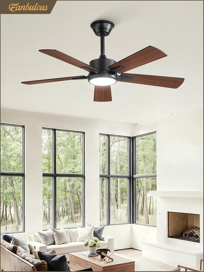 Fanbulous 42 Inch Ceiling Fans with Lights and Remote, Stepless Color Temperature Change & Dimmable 20W LED Ceiling Fan, 6 Speeds Reversible Quiet DC Motor for Bedroom, Living Room, Apartment,Black