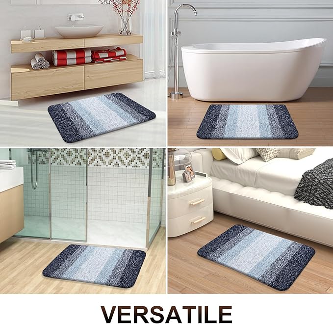 OLANLY Large Bathroom Rugs Mat 50x30, Extra Soft Absorbent Microfiber Bath Rugs, Rubber Backing, Quick Dry, Washable Bath Mats for Bathroom Floor, Tub and Shower, Home Decor Accessories, Navy Blue