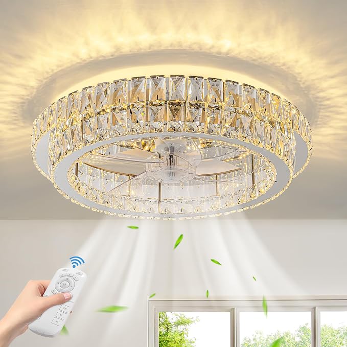 Crystal Fandelier Ceiling Fan with Lights and Remote LED Chandelier Fan