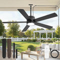 Fanbulous 52" Outdoor Ceiling Fan with Light and Remote, IP65 Waterproof, Plug-in Design with 10FT Cord, 6-Speeds, 3CCT, Hook Hanging Fan for Gazebo Patio Porch Garage Canopy(Black)