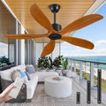 52" Ceiling Fan Without Lights 5Blades Ceiling Fans with Remote LightWalnut | Ceiling Fan Without Lights for Patios Indoor, ETL Listed, Timer, 6 Speeds, 3 Color, Reversible Quiet DC Motor, Under 25dB