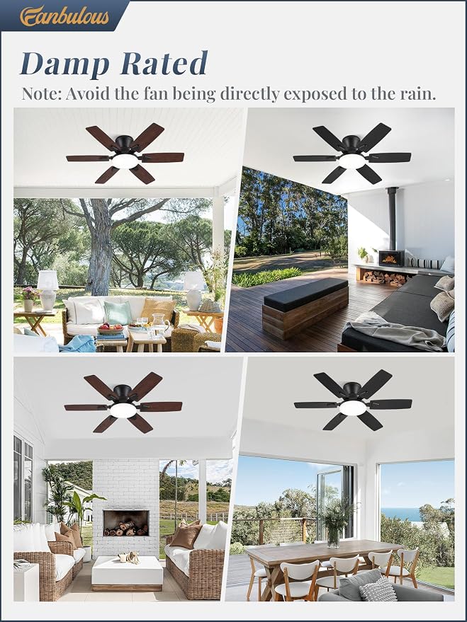 Fanbulous Ceiling Fans with Lights, 42 Inch 6-Blade, Smart APP & Remote Control, Dimmable 5CCT LED with Smart Memory, DC Motor Quiet for Bedroom Living Room, Damp Rated for Outdoor Covered Patio