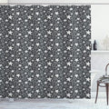 Ambesonne Star Print Shower Curtain, Greyscale Illustration Chalk Design Hand Drawn 5 Pointed Geometric Shapes, Cloth Fabric Bathroom Decor Set with Hooks, 69" W x 70" L, Charcoal Grey White