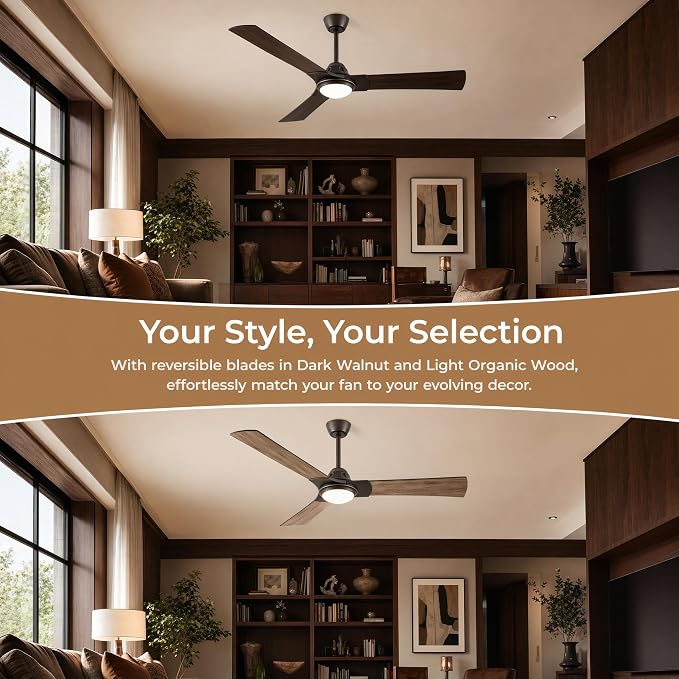 52 Inch Ceiling Fan with Light, DC Motor | Dimmable LED, 3-Color Temperatures, Reversible Blades, Quiet 30dB, Energy-Saving DC Motor, 6-Speed, 2/4H Timer, Indoor Use