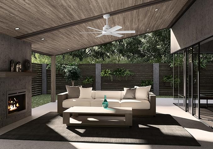 Hunter 52" Kennicott Indoor/Outdoor Ceiling Fan, Wall Control, Fresh White | SureSpeed high velocity airflow and no-light design suit covered patios, porches, bedrooms, or living rooms with easy setup.