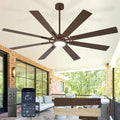 Large Ceiling Fans with Lights: Modern 72 Inch 8 Blade Outdoor Ceiling Fan with Remote APP Control - Dimmable Brown Big Fan light Indoor Reversible 6 Speed Quiet DC Motor