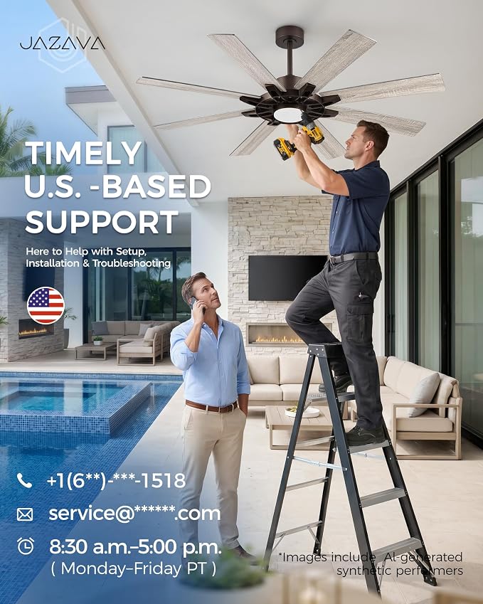 60 Inch Ceiling Fan with Light,Smart Indoor Outdoor Ceiling Fan with Alexa,Large Oil Rubbed Bronze Modern Ceiling Fan,Dual Finish 8 Blades,Quiet Fan for Living Room, ZCCF05ORB-60