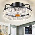 Mpayel 13" Ceiling Fans with Lights and Remote - Flush Mount Low Profile Ceiling Fans - Bladeless Enclosed Fans with Led Light and Stepless Dimming, Small Modern Fan for Bedroom