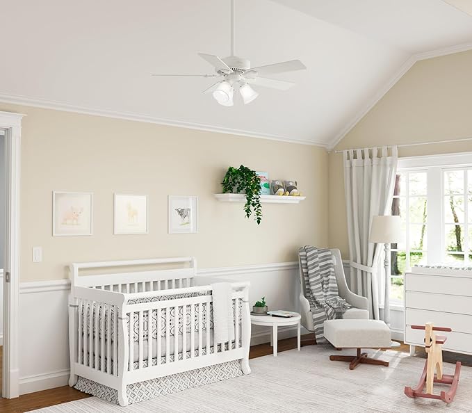Hunter Swanson, Indoor, Ceiling Fan, with LED Lights, 44 inch, Fresh White | Standard Mount, Pull Chain, 5 Blades, For Bedroom, Living Room, Kitchen, 50885