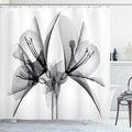 Ambesonne Flower Shower Curtain, Illustration of a Blooming Flower X-ray Vision of Nature Solarized Pattern, Cloth Fabric Bathroom Decor Set with Hooks, 69" W x 84" L, Taupe Grey