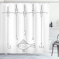 Ambesonne Nautical Shower Curtain, Fishing Tackle Floaters Hooks Fishing Gear Equipment Doodle Style Art, Cloth Fabric Bathroom Decor Set with Hooks, 69" W X 75" L, Grey Charcoal