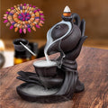 Waterfall Incense Burner Buddha Hand Backflow Incense Waterfall Burner Smoke Incense Holder Waterfall with 100 Incense Cones 10 Kind of Scents