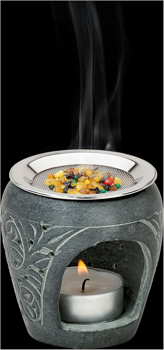 Incense Burner/Incense Holder Made from Soapstone to use with tealight Height 3.15 inch