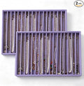 Large Velvet Jewelry Tray 2 Pack Stackable Jewelry Display Drawer Inserts Trays Organizer for Earring Bracelet Necklace Ring (Purple, 16 Grids)