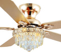 GJeg Crystal Ceiling Fan Fandelier with Lights-Ceiling Fans with Remote Control,Modern Ceiling Fan with Noiseless DC Reversible Motor,Dining Room,Living Room(52" Gold)