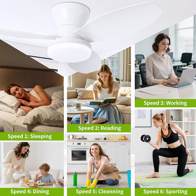 Small 3 Blade Ceiling Fan with Light 32 Inch Flush Mount Fan with Remote | 26W 2600LM 3CCT Low Profile Ceiling Fan Light Fixtures for Garage Closet Kids Room Bedroom Living Room Kitchen Modern White