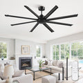 ZMISHIBO 84 Inch Large Ceiling Fan No Light, 8 Aluminum Blades, 6-Speed Remote Control, Industrial Ceiling Fan without Light, Quiet DC Motor, Indoor/Outdoor Ceiling Fans for Patio, Garage, Shop, Black