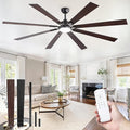 ZMISHIBO 80 inch Large Ceiling Fans with Lights and Remote, Indoor/Outdoor Black Modern Ceiling Fan for Kitchen Living Room Patio, 6 Speed Reversible Quiet DC Motor, 3 CCT, Dual Finish 8 Blades