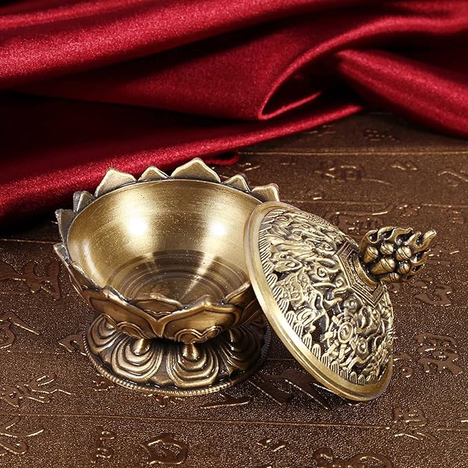 Watris Veiyi Classic Lotus Incense Burner, Vintage Charcoal Incense Burner, Lotus Incense Holder for Stick and Cone Incense 2.71 X 2.76inch / 6.9 x 7cm
