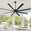 YYEHON 96 Inch Large Industrial Ceiling Fan no Lights, Reversible DC Motor, 3 Downrods, 6 Speed Remote Control, 8 Aluminum Blades, Outdoor Black Fans for Shop/Gym/Warehouse/Garage