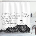 Ambesonne Wording Shower Curtain, Sketchy Mountains Hand Writing Style Letters Purpose Determination Success, Cloth Fabric Bathroom Decor Set with Hooks, 69" W x 75" L, White and Black