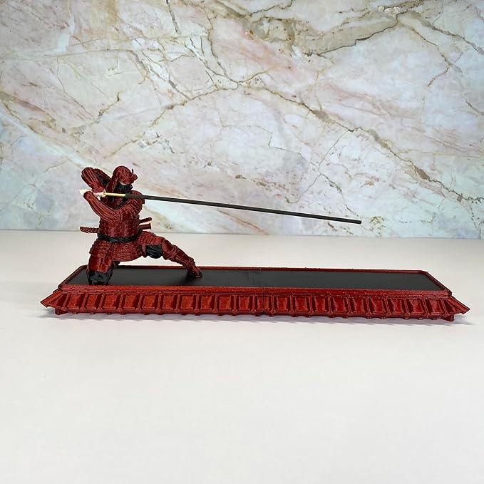 Incense Holder with Storage Box Japanese Samurai Warrior Incense Burner Ash Catcher Asian Spiritual Zen Meditation Gift Traditional Art