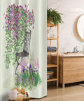 Ambesonne Garden Stall Shower Curtain, Island for Relaxing in The Garden Among The Flowers Blooming Summer Day Art, Fabric Bathroom Decor Set with Hooks, 36" W x 72" L, Purple Green