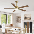 ZMISHIBO 52 inch Black and Gold Ceiling Fans with Lights and Remote, Indoor/Outdoor Modern Ceiling Fan for Bedroom Living Room Patio, 6 Speed Reversible Quiet DC Motor, 3 CCT, Dual Finish Blades