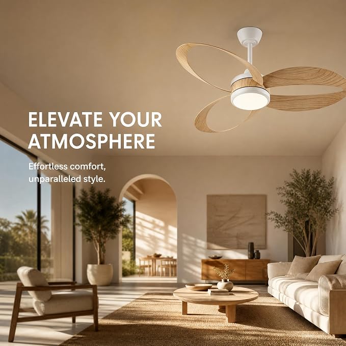 42 Inch Ceiling Fan with Light | Modern Low Profile Flush Mount | Quiet DC Motor, 6-Speed Reversible, 3CCT Dimmable LED, Remote Control – Ideal for Bedroom, Living Room, Kitchen