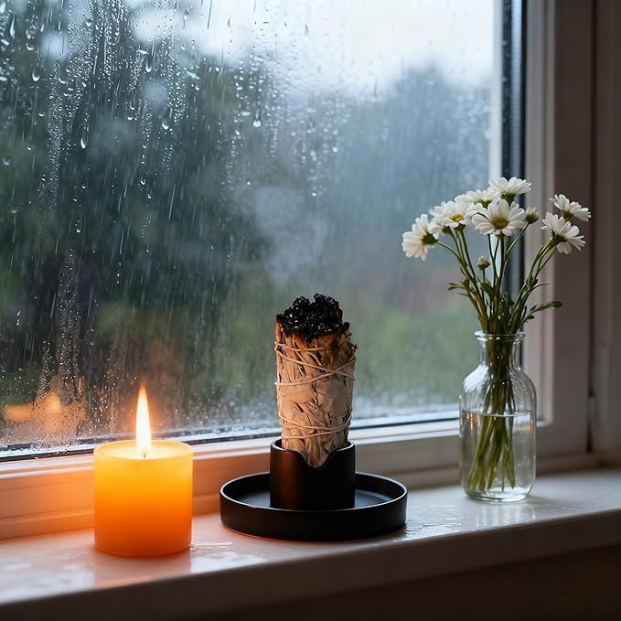 Sage Holder, Sage Burner, Sage Holder for Burning, Palo Santo Sticks Holder, White Sage Smudge Stick Holder, Fireproof Bowl for Burning Ritual, Rope Incense Burner
