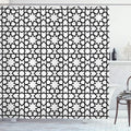 Ambesonne Moroccan Shower Curtain, Moroccan Style Mosaic Ornament with Geometric Patterns Classic Print, Cloth Fabric Bathroom Decor Set with Hooks, 69" W x 84" L, Black White