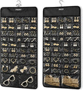 FOREGOER Hanging Jewelry Organizer Storage Roll 88 Zippered Pockets,Dustproof Foldable for Travel,Double-Sided Accessories Organizer Holder for Earring Necklace Ring on Closet Wall Door(Black,1 Pack)