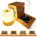 Bamboo Hollow-Out Incense Burner Holder,Type-C LED Ambient Night Light,Decorative Incense Holder Portable Camping Light,for Sticks Cones Coils Sage & Broken Incense,Zen Home Yoga（Life）
