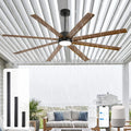 65 Inch Waterproof Outdoor Ceiling Fan with Light, All Weather Wet Rated 8 Aluminum Blades, 8421 CFM High Airflow Quiet DC Fan, Smart Alexa/App/Remote Control, for Patio Porch Gazebo, Modern Farmhouse