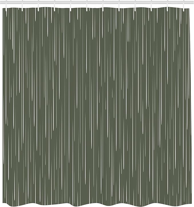 Ambesonne Abstract Shower Curtain, Abstract Rain Water Droplets Falling Out of The Sky Winter Inspired Art, Cloth Fabric Bathroom Decor Set with Hooks, 69" W x 70" L, Army Green