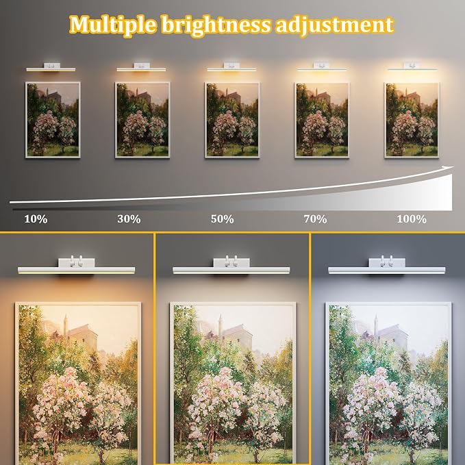 Battery Operated Picture Light for Wall, White