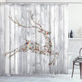 Ambesonne Deer Shower Curtain, Colorful Animal Silhouette Various Christmas Elements Wooden Planks Theme, Cloth Fabric Bathroom Decor Set with Hooks, 69" W x 75" L, Grey Multicolor