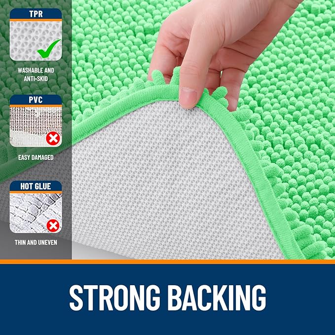 OLANLY Bathroom Rugs 35x24, Extra Soft Absorbent Chenille Bath Rugs, Rubber Backing Quick Dry, Machine Washable Bath Mats for Bathroom Floor, Tub and Shower, Home Decor Accessories, Mint Green