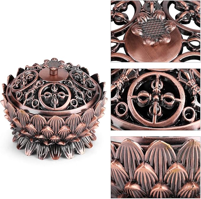 Horoper Lotus Incense Burner, Lotus Cone Vintage Incenses Burner Holder, Lotus Flower Shaped Incense Cone Holder, Lotus Incense Holder for Stick and Cone Incense